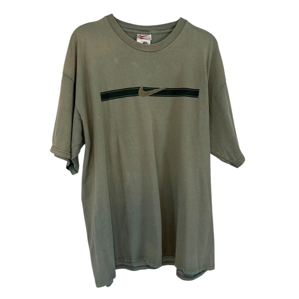 Vintage Nike Olive Green Swoosh T-Shirt XL‎ Cotton 90s Y2K